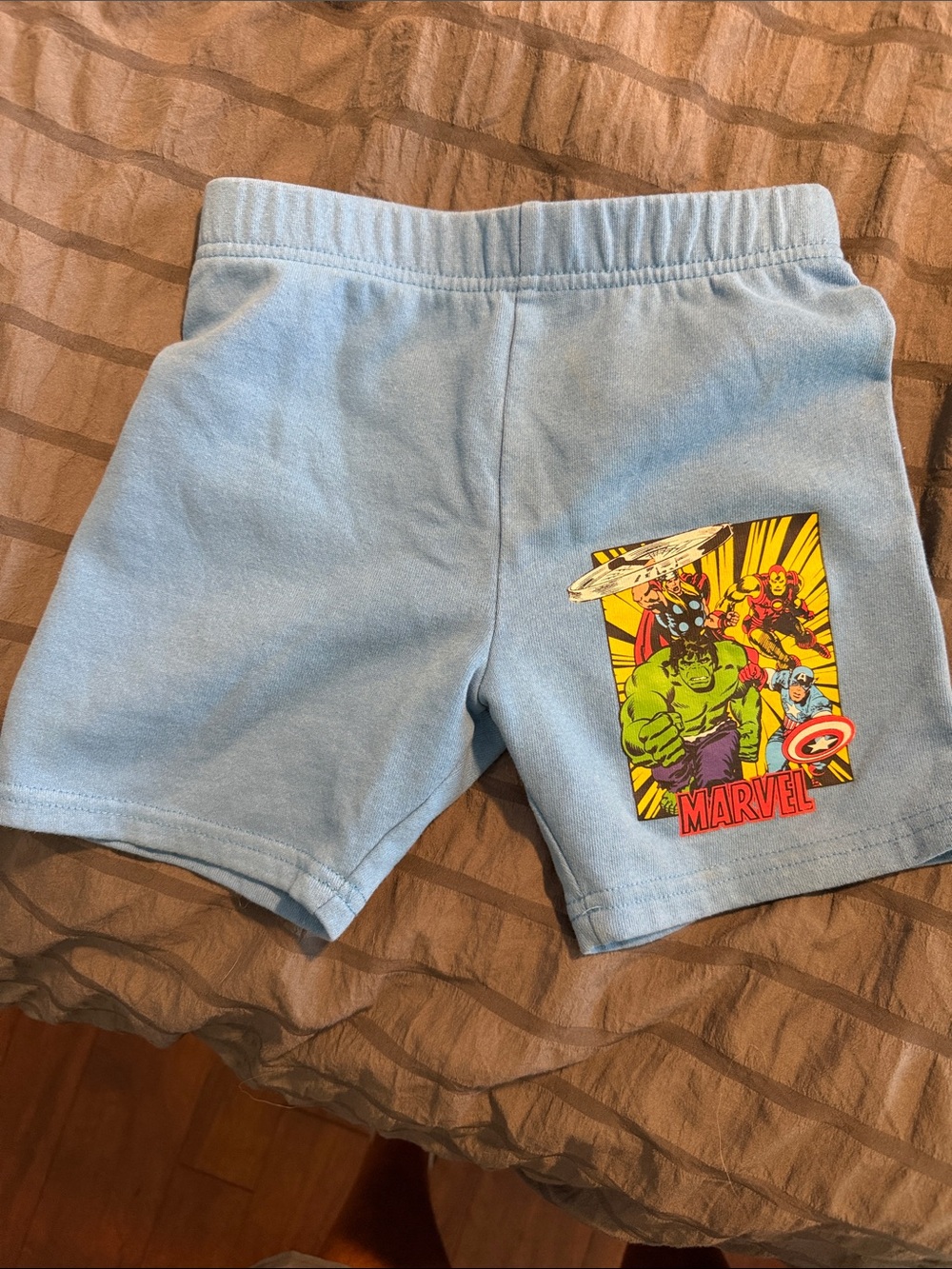 Marvel Baby Blue Shorts with Colorful Avengers Graphic